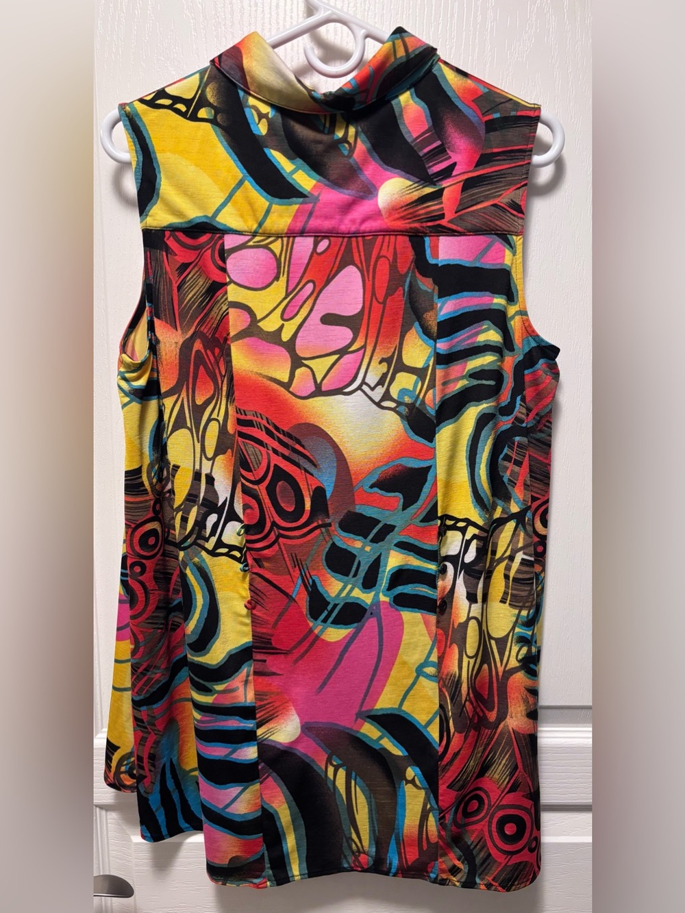 Frank Lyman Sleeveless collared button down Blouse multicoloured size 14 - Picture 3 of 8